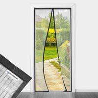 Moskitiera Magnetyczna na Drzwi Balkonowe 85x195 cm Czarna na Rzep Mocna