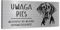 Tabliczka dibond uwaga pies Dog niemiecki 20x10 cm z NADRUKIEM UV