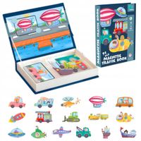 Układanka magnetyczna puzzle Montessori 71el. pojazdy książka edukacyjna