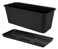 Skrzynka balkonowa doniczka prostokątna podłużna z podstawką 40 cm antracyt