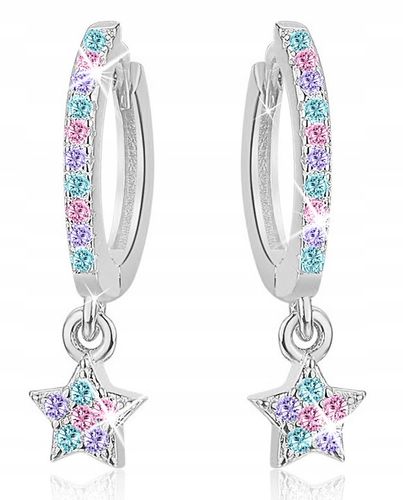 KOLCZYKI SREBRNE DLA DZIEWCZYNKI WISZĄCE GWIAZDKI NA KOMUNIĘ SREBRO 925 na Arena.pl