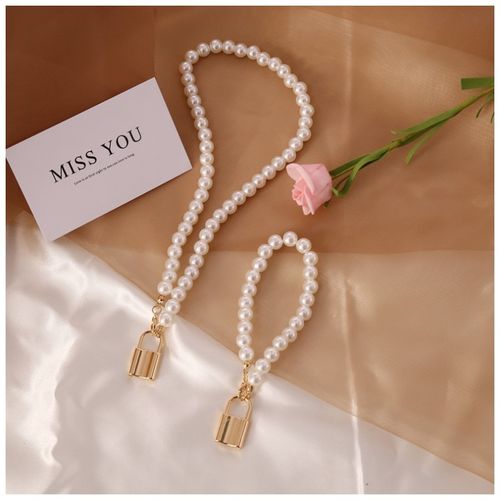 Naszyjnik Sztuczne Perły Z Kłódką N710 na Arena.pl