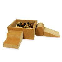 Piankowy plac zabaw z basenem kwadratowym 90x90x40 Velvet soft carmel + 400 piłek (stare złoto, jasny róż, perła)