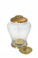 Znicz vintage duży lampion bańka bombka ZŁOTA znicz Wazon ZE ŚWIECĄ LEDOWA