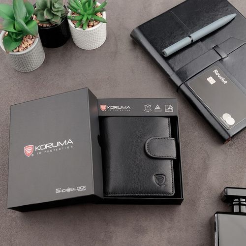 Pojemny PORTFEL MĘSKI Skórzany Pionowy OCHRONA RFID BLOCK Karty | KORUMA na Arena.pl