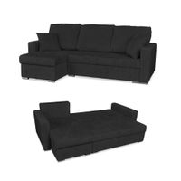 Narożnik Rene rozkładany z funkcją spania Family Meble sztruks czarny