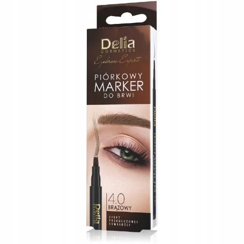 DELIA EYEBROW EXPERT Piórkowy marker do brwi, brązowy 4.0, 1.3g zdjęcie 1
