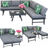 zestaw mebli ogrodowych narożnik sofa stolik komplet na ogród taras leżanka