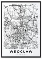 Plakat mapa Wrocław plan miasta 21x30 cm w czarnej ramie