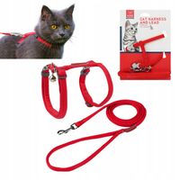 Szelki dla kota + smycz 120 cm z miękkiego materiału gładkie