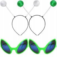 Przebranie Kostium Obcy Kosmita UFO Zestaw Okulary Opaska Zielone 2 szt