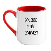 KUBEK "POJEBIE MNIE ZARAZ!" Wzór - Elegant Biało-Czerwony 330 ml
