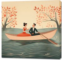 Obraz 100x100cm Romantyczna Eskapada po Rzece