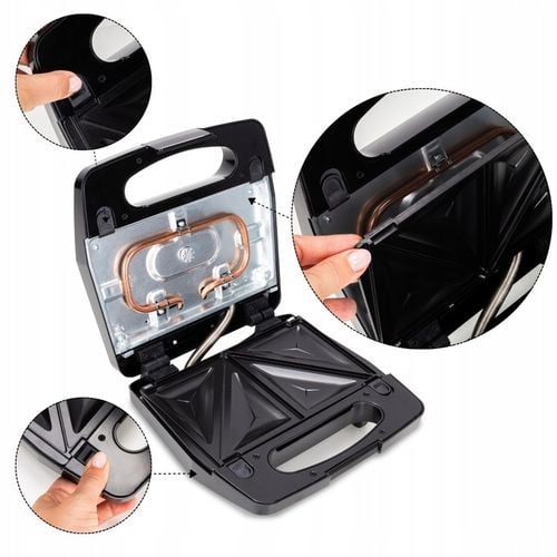 OPIEKACZ DO KANAPEK SANDWICH GRILL ELEKTRYCZNY GOFROWNICA 3-w-1 na Arena.pl