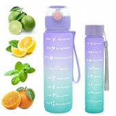 Butelka Na Wodę Bidon z Miarką Ze Słomką Na Siłownie Fitness 700ml + Gratis