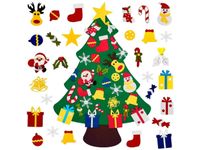 Filcowa choinka diy 100cm na ścianę z ozdobami zabawka dla dzieci zielona