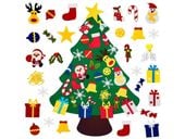 Filcowa choinka diy 100cm na ścianę z ozdobami zabawka dla dzieci zielona