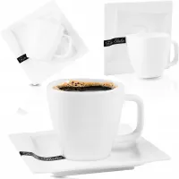 FILIŻANKA ZE SPODKIEM 200ML KPL. VIVA PORCELANOWA BIAŁA DO KAWY UNIWERSALNA