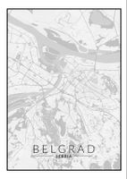 Belgrad mapa czarno biała - plakat 60x80 cm