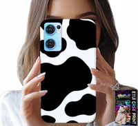 ETUI DO OPPO RENO7 5G - CZARNO - BIAŁE ŁATY KROWA, MODNE WZORY
