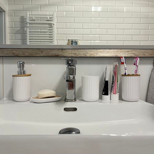 Komplet Łazienkowy Zestaw 6 Elementów do WC Biały Kosz Dozownik Szczotka zdjęcie 13