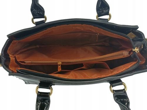 Torebka CZARNA Zestaw 3w1 Damska KLASYCZNA Lakierowana Prezent na Arena.pl