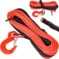 LINA SYNTETYCZNA ATV W OPLOCIE DO WYCIĄGARKA WCIĄGARKI HAK 15m 6mm