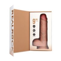 vibrating regular straight cock with balls - 23 cm - flesh