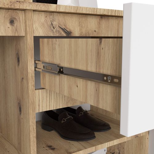 Szafa do przedpokoju z lustrem ENTRO 95 cm duża garderoba - artisan biała na Arena.pl