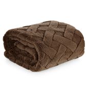 Koc mikroflano CARO 170x210 ciemnobrązowy jodełka