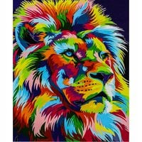 Malowanie Po Numerach Kolorowy Lew 50X40 Cm Z Ramą Kreatywne