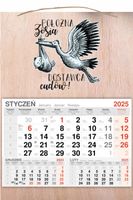KALENDARZ wiszący 2025 jednodzielny DREWNIANY PREZENT dla POŁOŻNEJ NADRUK