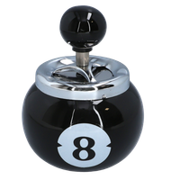 Czarna Zamykana Popielniczka w Kształcie Bili nr 8 Okrągła Obrotowa