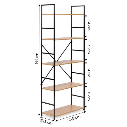 Regał drewniany szeroki nowoczesny LOFT 5 półek na Arena.pl