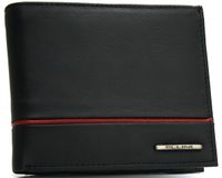 Skórzany portfel męski RFID Ellini  czarno - czerwony