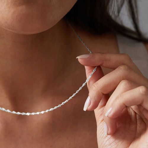 SREBRNY ŁAŃCUSZEK DAMSKI SINGAPUR SKRĘCANY 50cm ŁAŃCUSZEK SREBRO PRÓBA 925 na Arena.pl