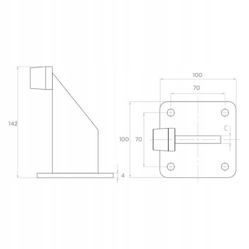 Odbojnik zewnętrzny przykręcany 004 (100x100,H142) RAL 7016 (antracyt) na Arena.pl