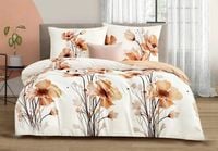Pościel ELWAY satyna bawełniana 200x220cm BEŻOWA W KWIATY 6278