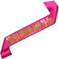 Przebojowa 70-tka + imię - różowa szarfa ze złotym nadrukiem