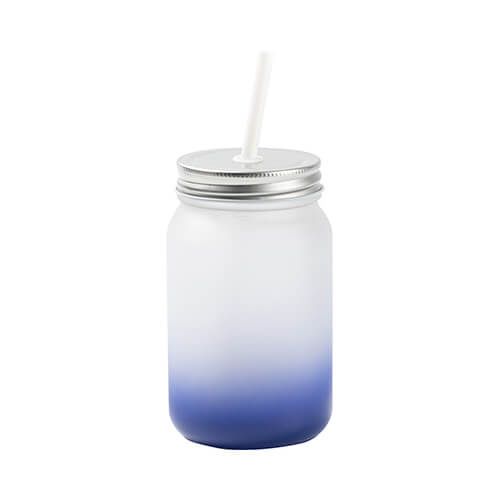 Kubek Mason Jar 450 ml szroniony bez uszka do sublimacji - granatowy gradient na Arena.pl