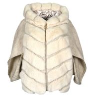 Futerko z królika damski skórzany kożuch z kapturem zimowy ciepły Bukowski Rozmiar odzieży M