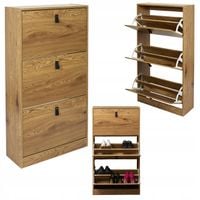 Minimalistyczna szafka na buty FORNO 63x24x117 cm 3 uchylne drzwi stojąca