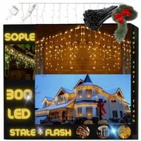 SOPLE FLASH 300 LED BIAŁE CIEPŁE CHOINKOWE lampki z Białym Zmnym Flashem
