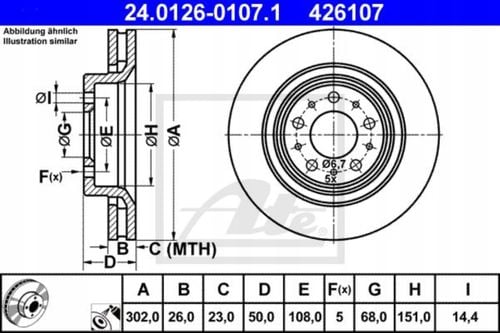 TARCZA HAM PRZOD 302X26 V ATE na Arena.pl