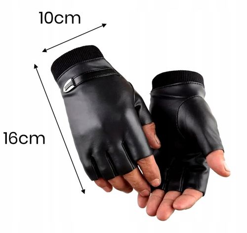 Czarne Skórzane Mitenki Męskie na Arena.pl