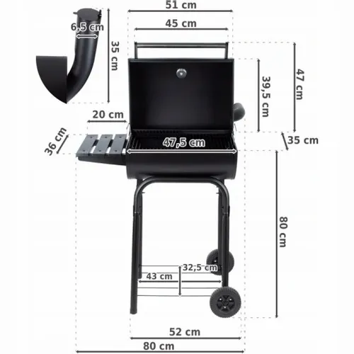 WĘGLOWY GRILL OGRODOWY pokrywa TERMOMETR kółka na Arena.pl