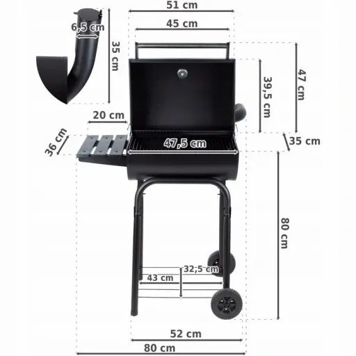 WĘGLOWY GRILL OGRODOWY pokrywa TERMOMETR kółka zdjęcie 5