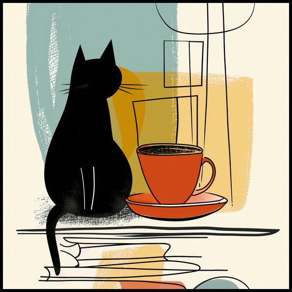 Plakat 100x100cm Kot i Kawa zdjęcie 2