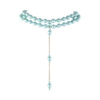 Choker z krawatką z turkusowych pereł satynowych (C25/LAT/131/4AU)