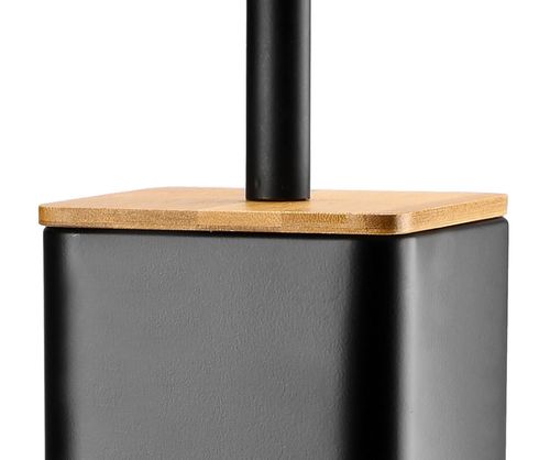 Szczotka WC z kwadratowym pojemnikiem stal bambus VERTO czarny mat styl loftowy na Arena.pl